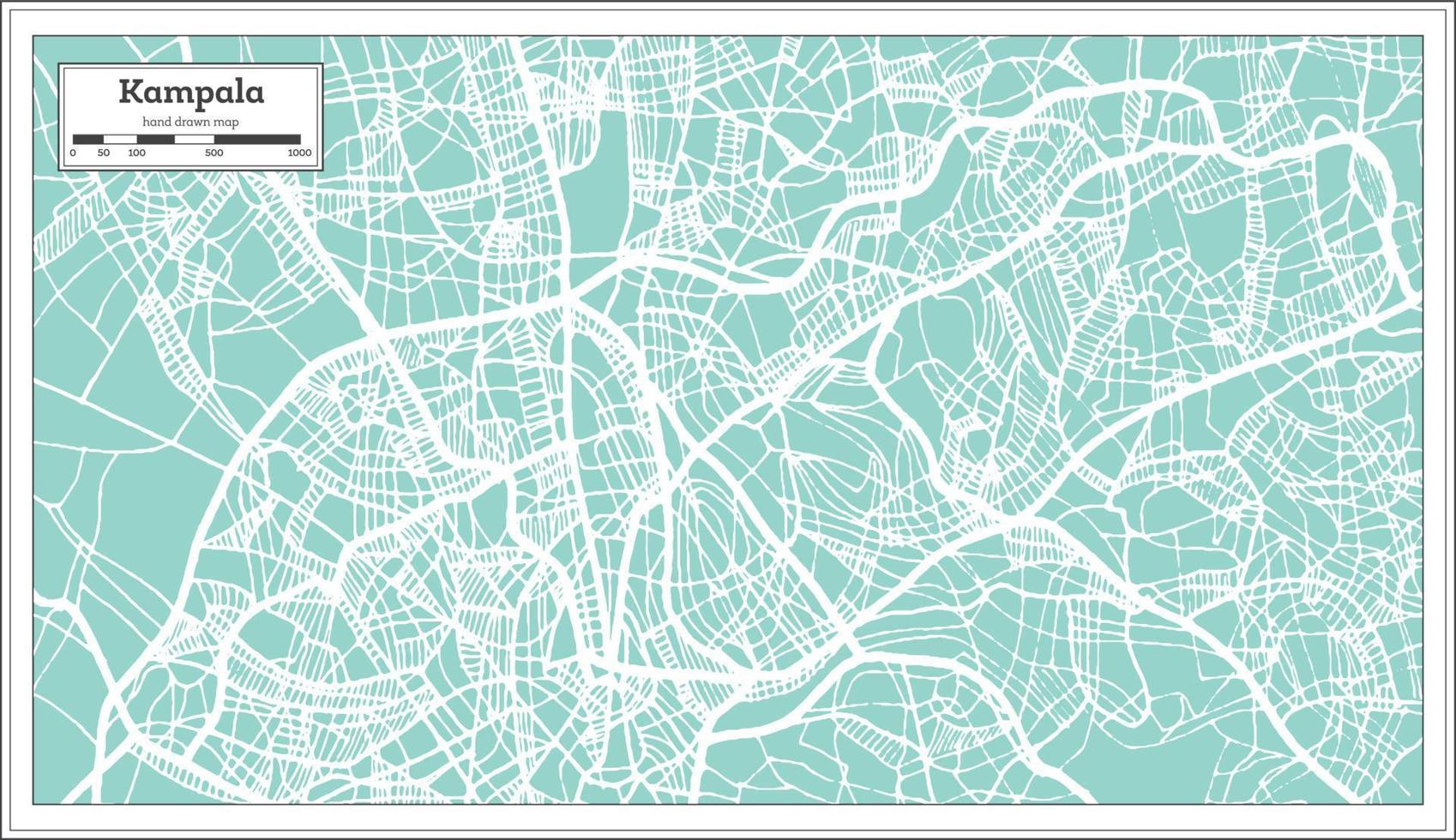 Kampala Uganda City Map in Retro Style. Outline Map. vector