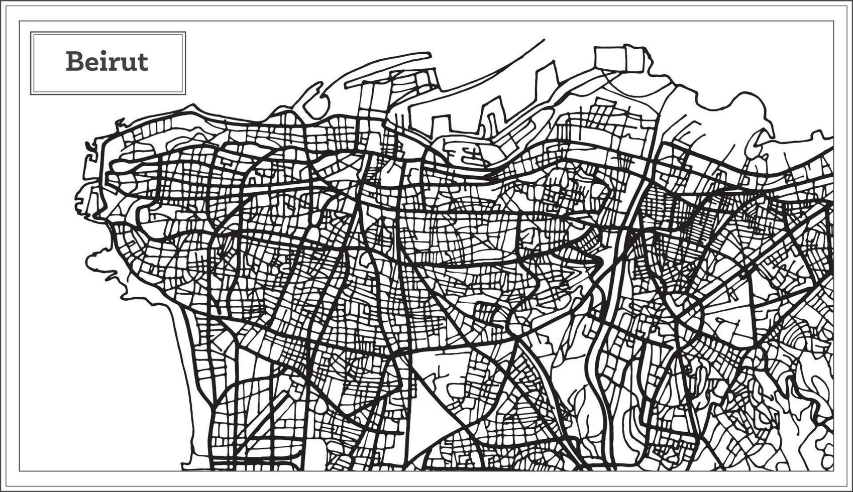 Beirut Lebanon City Map in Black and White Color. vector