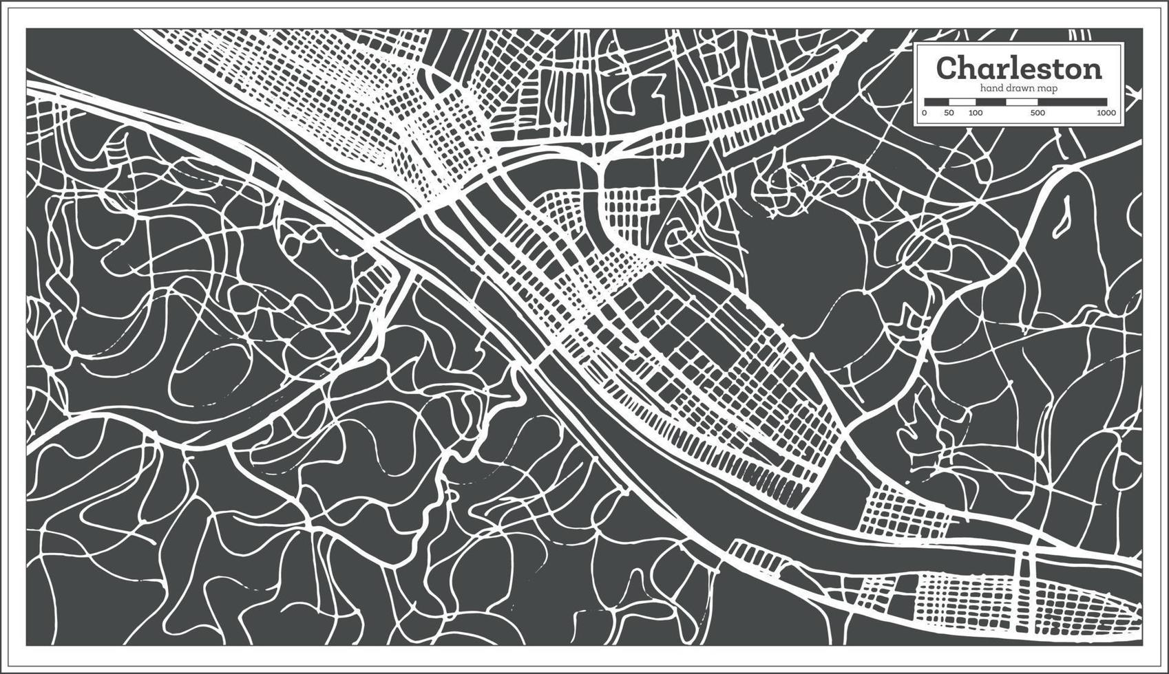 Charleston USA City Map in Retro Style. Outline Map. vector