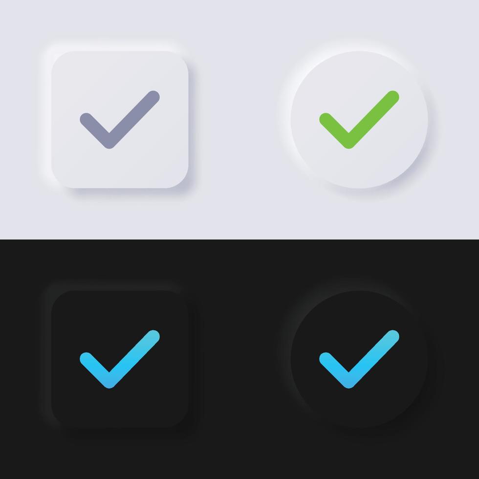 Check mark icon set, Multicolor neumorphism button soft UI Design for Web design, Application UI and more, Button, Vector. vector