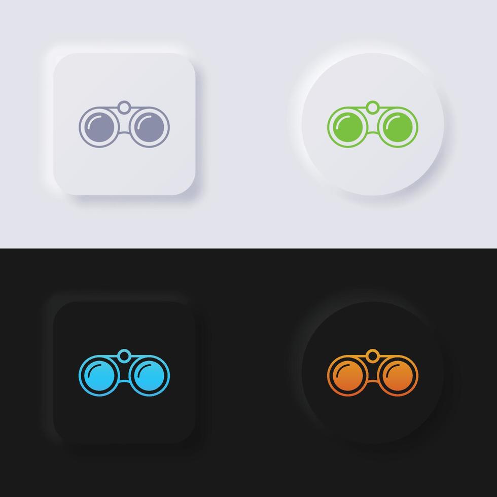 Binoculars icon set, Multicolor neumorphism button soft UI Design for Web design, Application UI and more, Button, Vector. vector