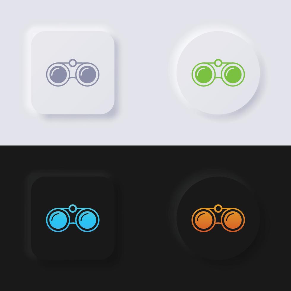 Binoculars icon set, Multicolor neumorphism button soft UI Design for Web design, Application UI and more, Button, Vector. vector