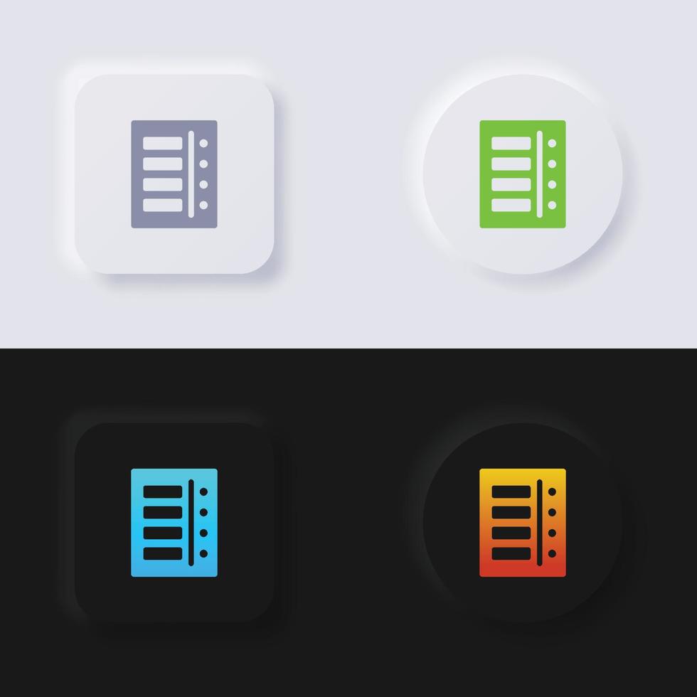Server icon set, Multicolor neumorphism button soft UI Design for Web design, Application UI and more, Icon set, Button, Vector. vector