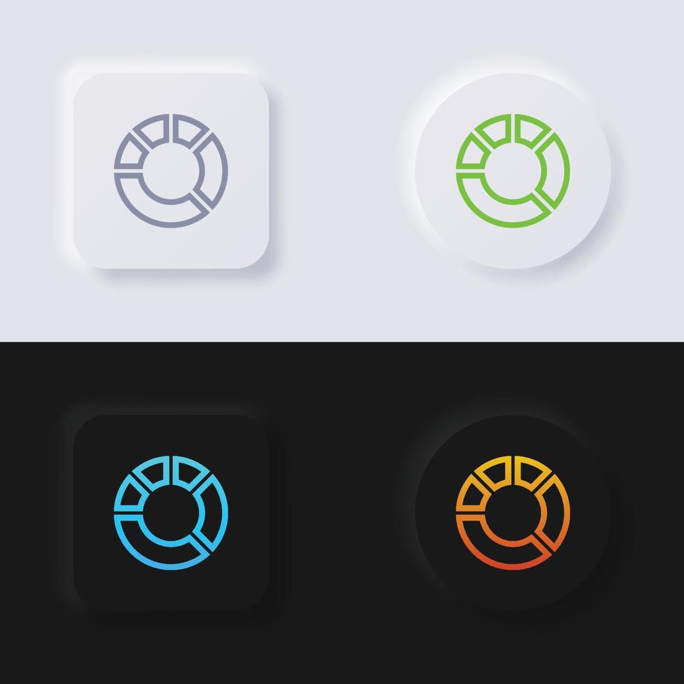 Pie chart icon set, Multicolor neumorphism button soft UI Design for Web design, Application UI and more, Button, Vector. vector