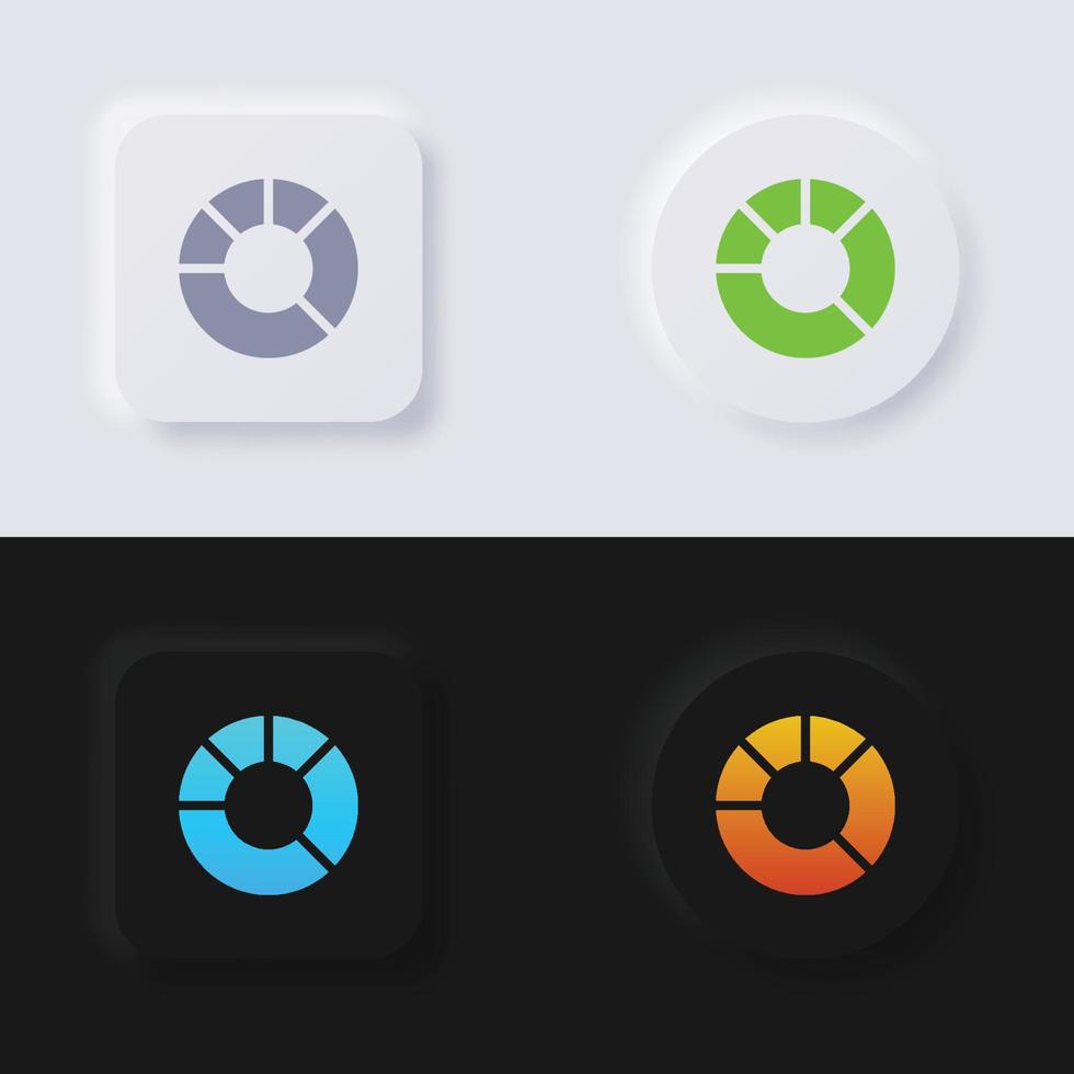 conjunto de iconos de gráfico circular, diseño de interfaz de usuario suave de botón de neumorfismo multicolor para diseño web, interfaz de usuario de aplicación y más, botón, vector. vector
