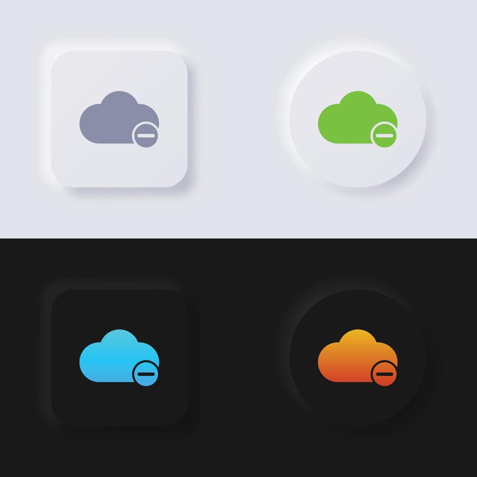 Cloud icon with minus symbol, Icon set, Multicolor neumorphism button soft UI Design for Web design, Application UI and more, Icon set, Button, Vector. vector