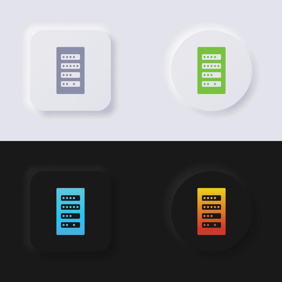 Server icon set, Multicolor neumorphism button soft UI Design for Web design, Application UI and more, Icon set, Button, Vector. vector