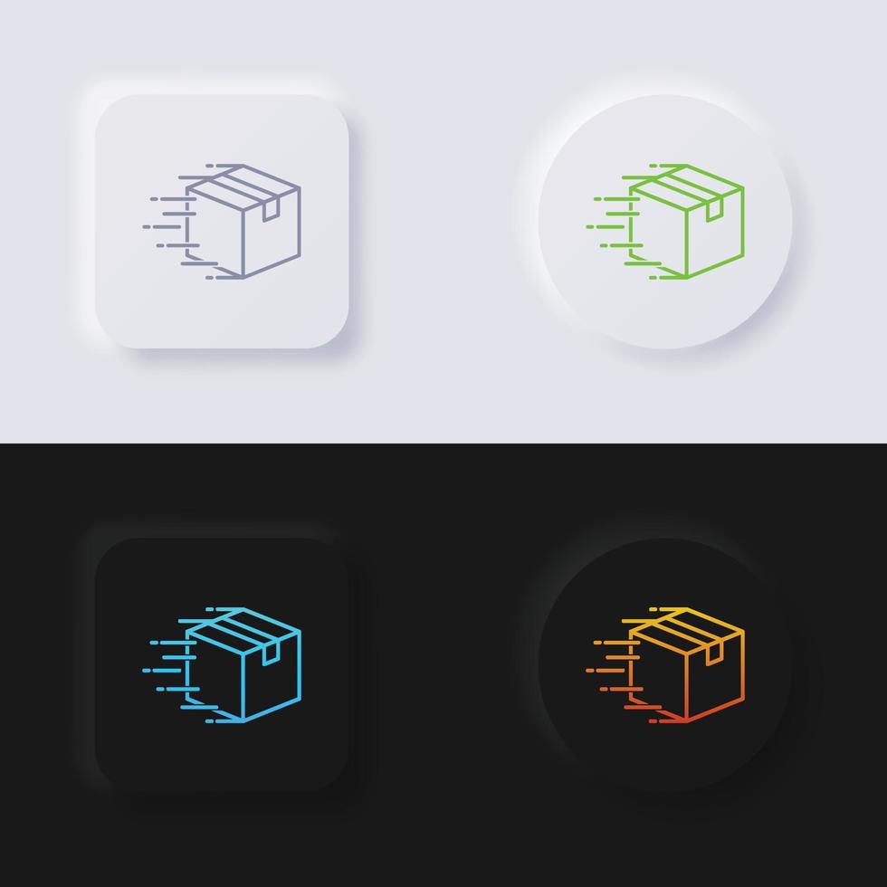 caja en movimiento rápido, conjunto de iconos de concepto de entrega rápida, botón de neumorfismo multicolor diseño de interfaz de usuario suave para diseño web, interfaz de usuario de aplicación y más, botón, vector. vector