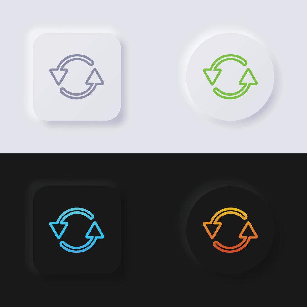 conjunto de iconos de botón de flecha de rotación, diseño de interfaz de usuario suave de botón de neumorfismo multicolor para diseño web, interfaz de usuario de aplicación y más, botón, vector. vector