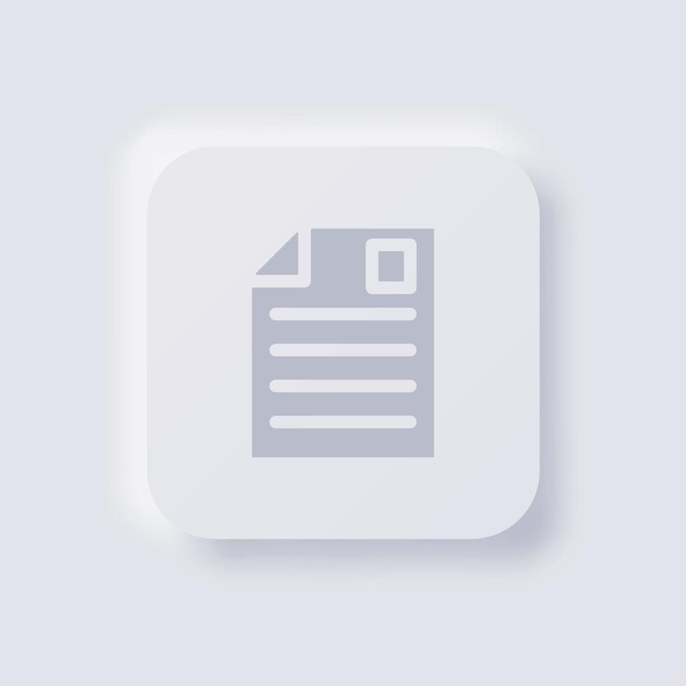 Paper icon, White Neumorphism soft UI Design for Web design, Application UI and more, Button, Vector. vector