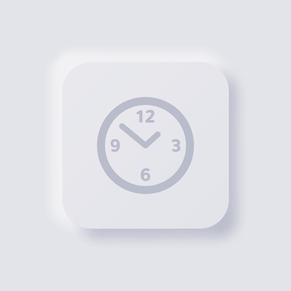 icono de reloj analógico, diseño de interfaz de usuario suave de neumorfismo blanco para diseño web, interfaz de usuario de aplicación y más, botón, vector. vector