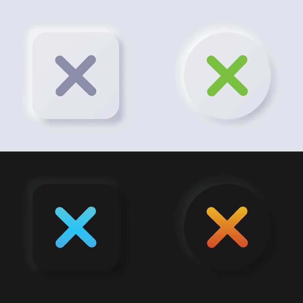 Cross icon set, Multicolor neumorphism button soft UI Design for Web design, Application UI and more, Button, Vector. vector