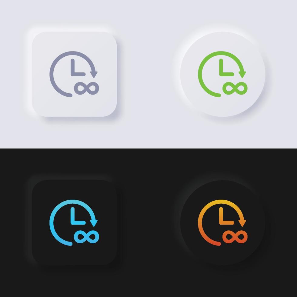Circular arrow icon with infinity symbol, Multicolor neumorphism button soft UI Design for Web design, Application UI and more, Button, Icon set, Vector. vector