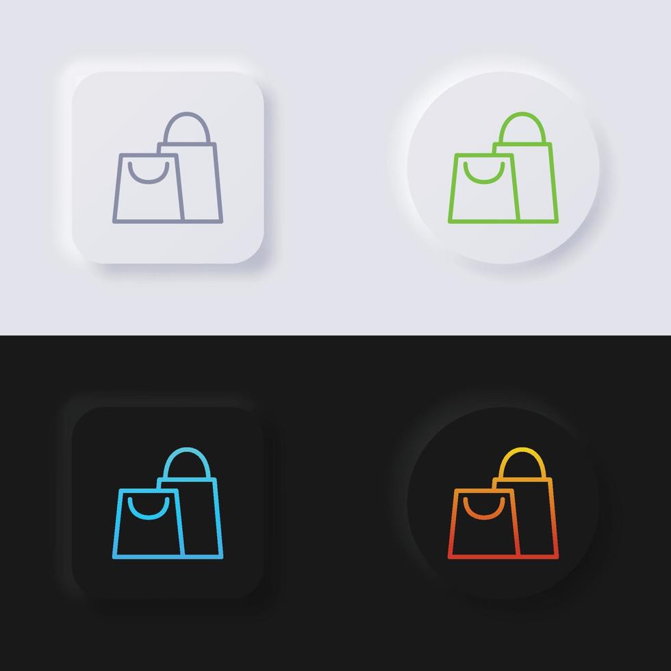 conjunto de iconos de bolsa de compras, diseño de interfaz de usuario suave de botón de neumorfismo multicolor para diseño web, interfaz de usuario de aplicación y más, conjunto de iconos, botón, vector. vector