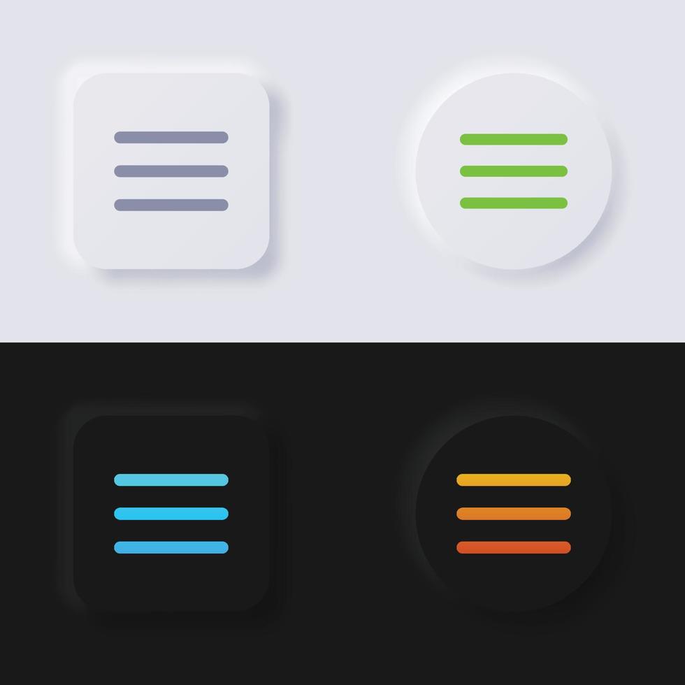 Setting symbol or Control icon set, Multicolor neumorphism button soft UI Design for Web design, Application UI and more, Button, Vector. vector