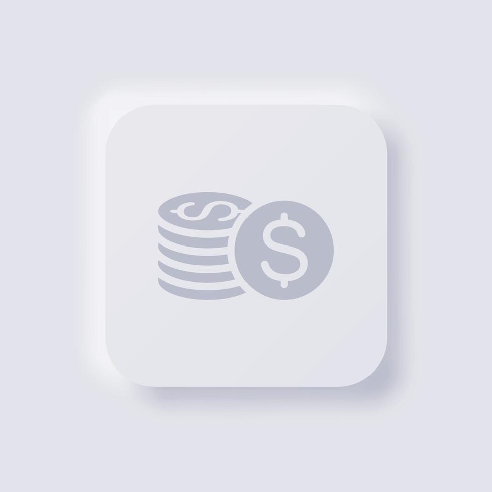 pila de icono de moneda, diseño de interfaz de usuario suave de neumorfismo blanco para diseño web, interfaz de usuario de aplicación y más, botón, vector. vector