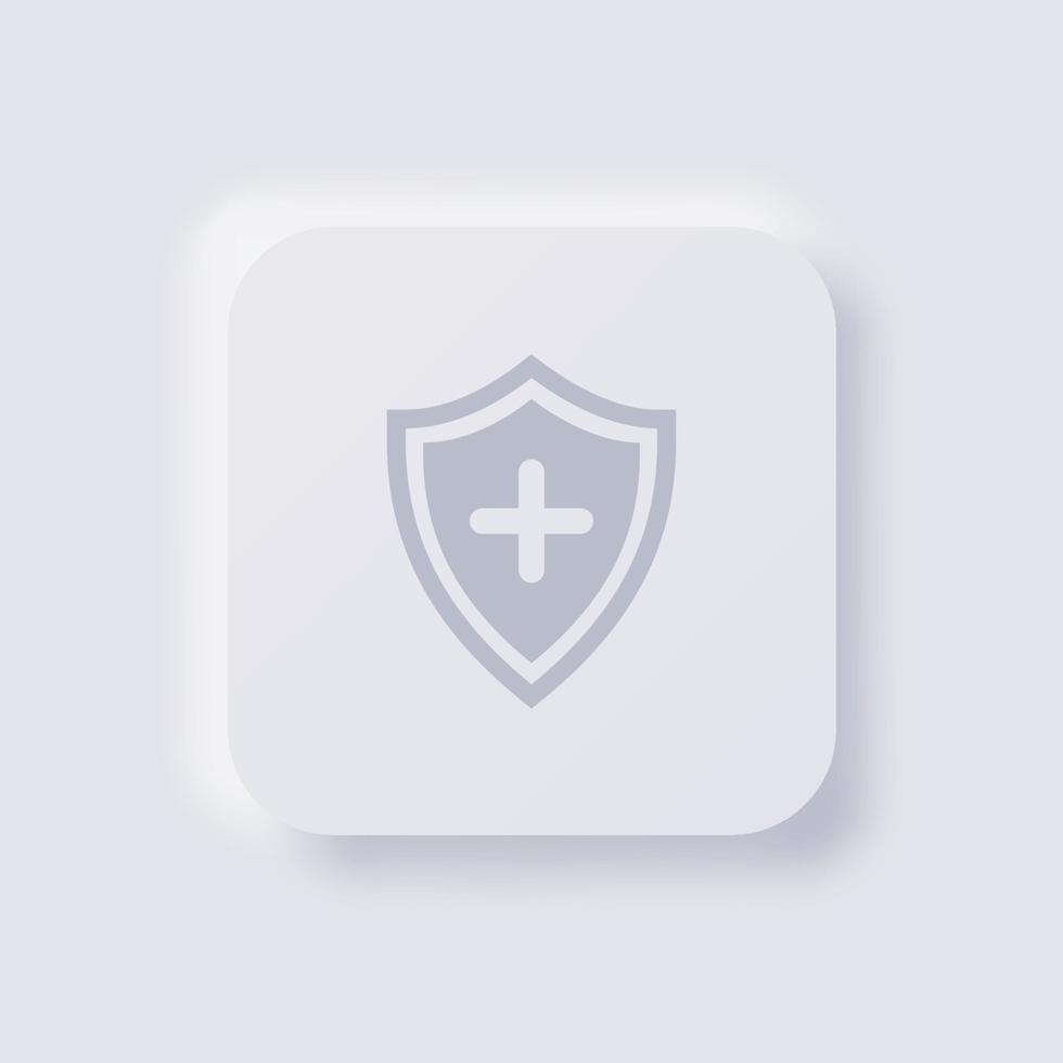 icono de escudo, diseño de interfaz de usuario suave de neumorfismo blanco para diseño web, interfaz de usuario de aplicación y más, botón, vector. vector