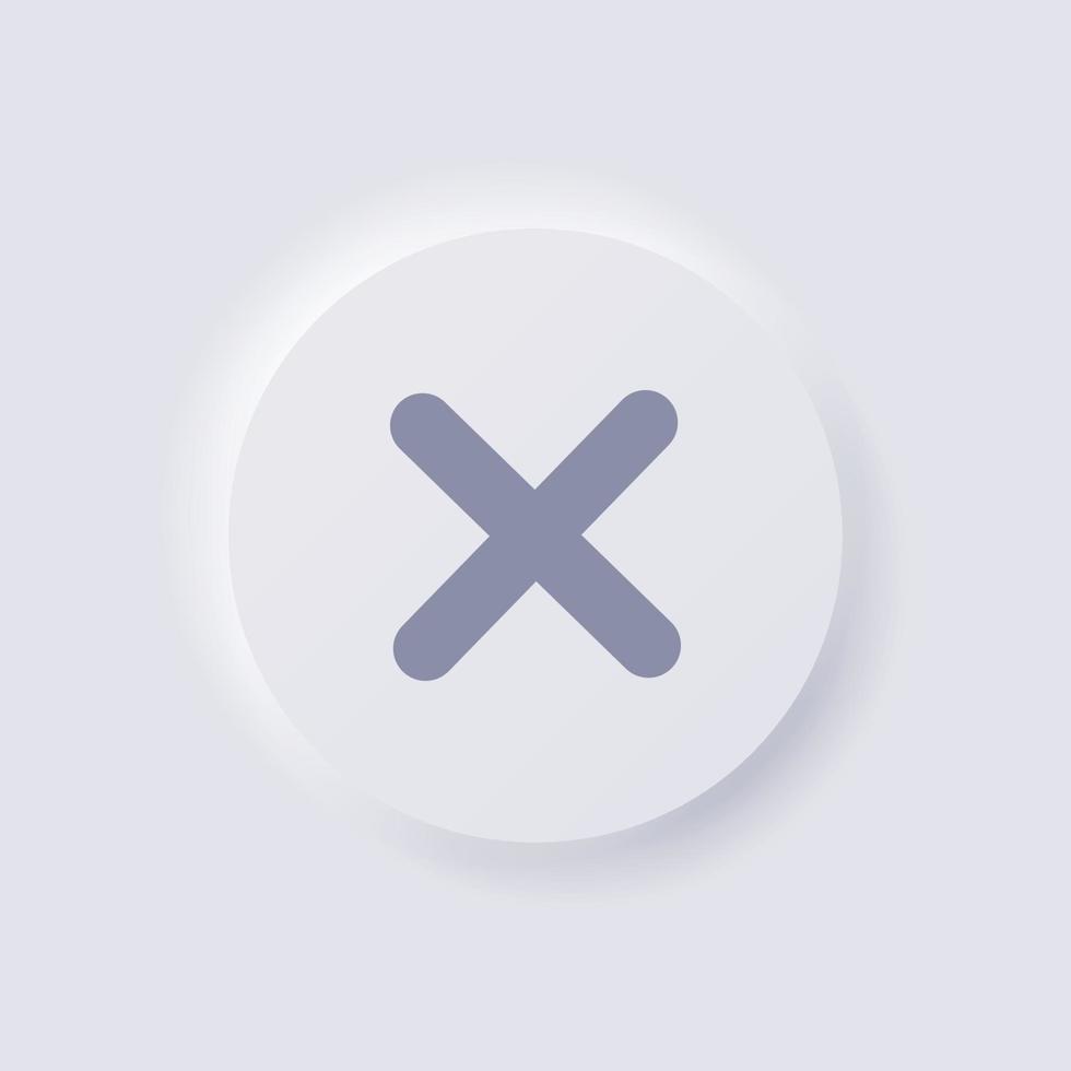 Cross icon, White Neumorphism soft UI Design for Web design, Application UI and more, Button, Vector. vector