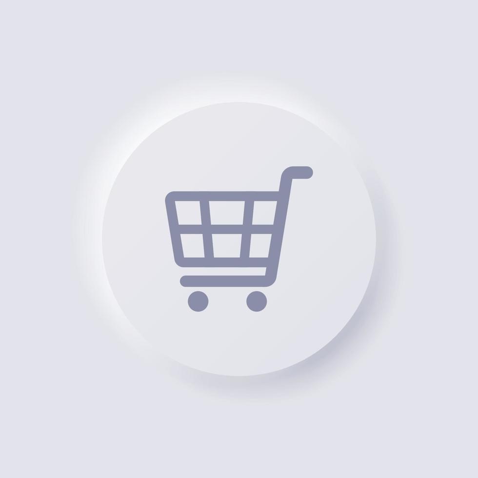 Shopping cart Icon, White Neumorphism soft UI Design for Web design, Application UI and more, Button, Vector. vector