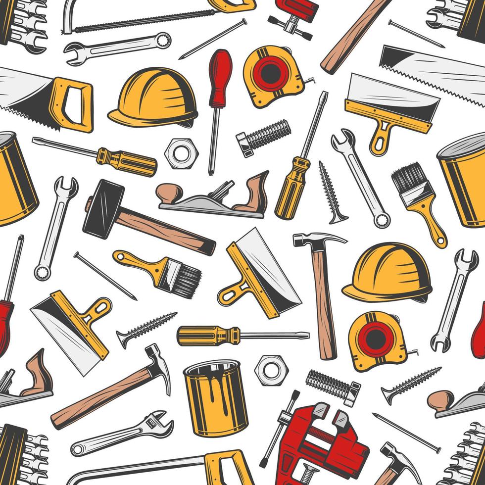 Repair and building construction tools pattern vector