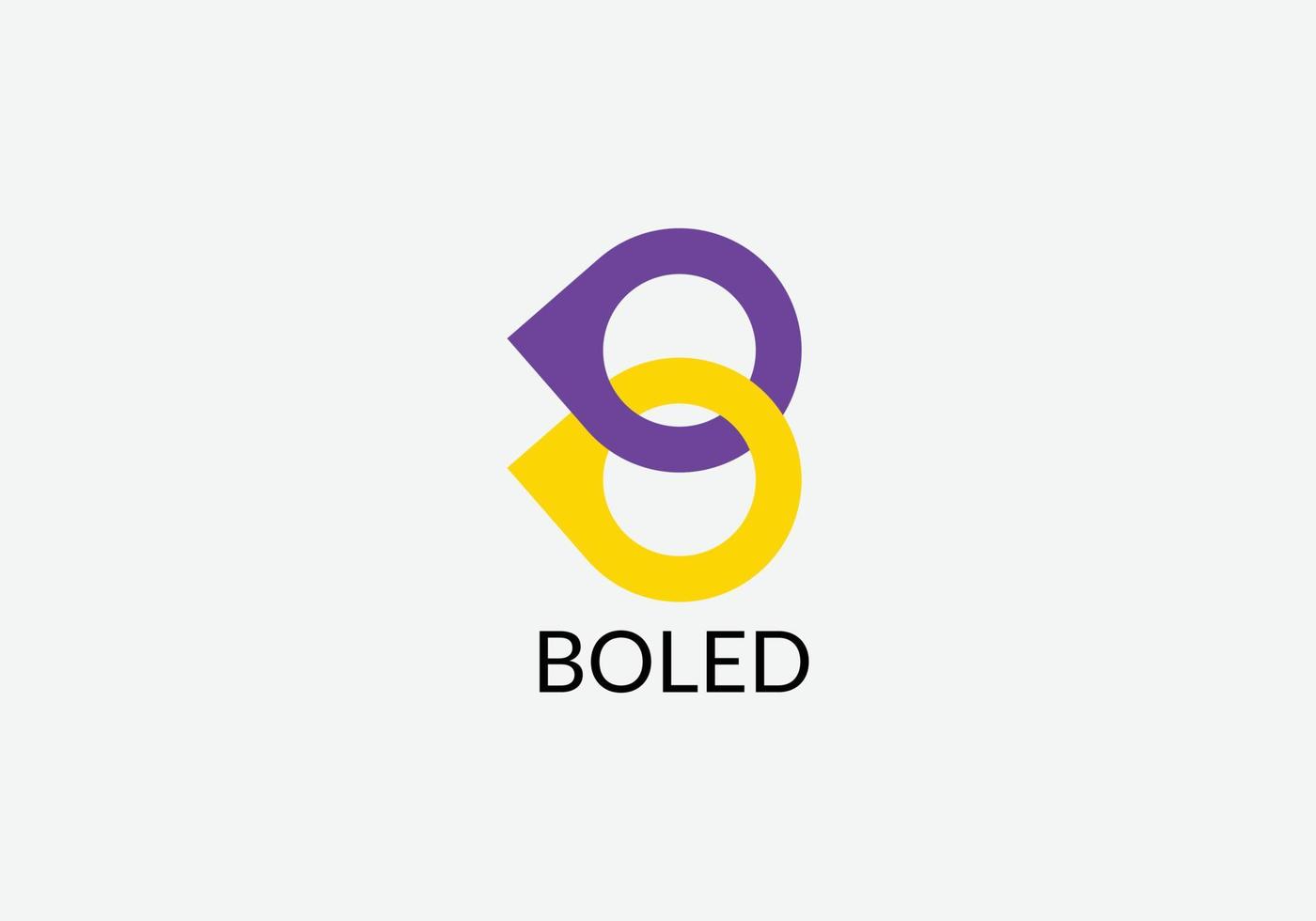 Diseño de logotipo inicial moderno con letra b abstracta en boled vector