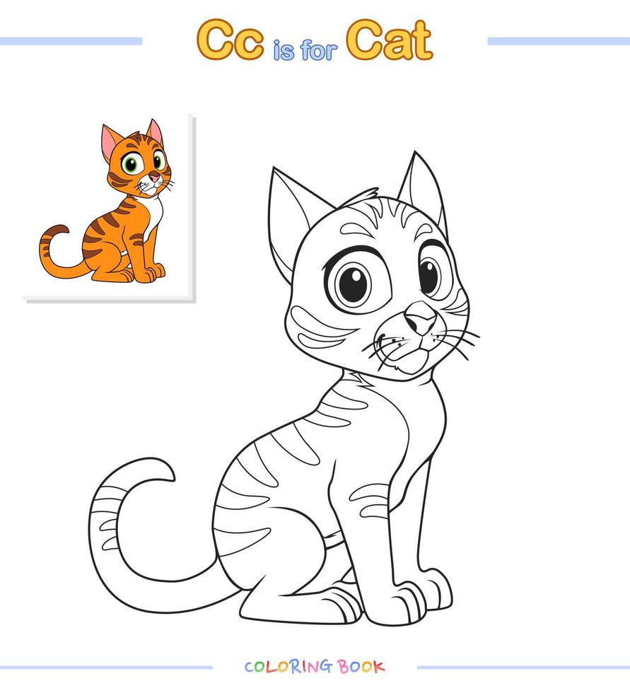 Kids Coloring Books or coloring pages Cat cartoon 17263289 Vector Art at  Vecteezy