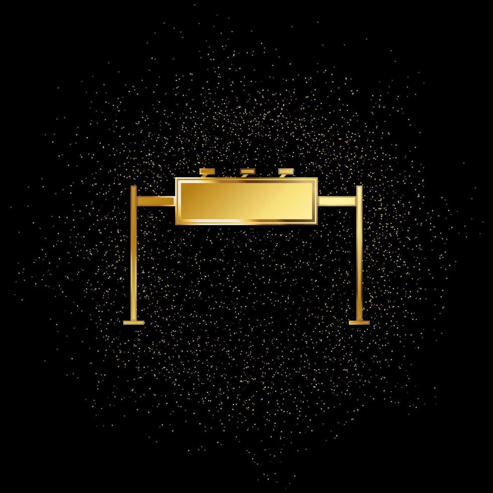 street billboard, way gold icon. Vector illustration of golden particle background. Gold vector icon