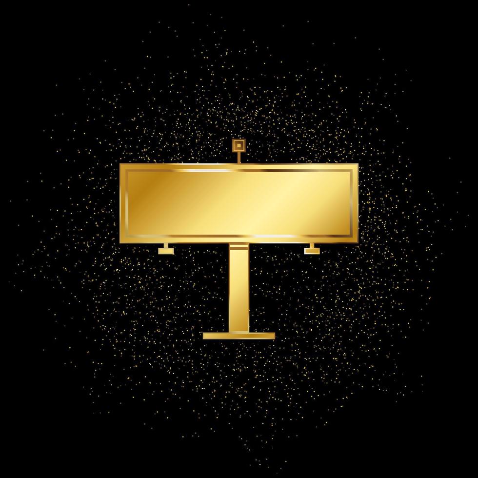 street billboard gold icon. Vector illustration of golden particle background. Gold vector icon
