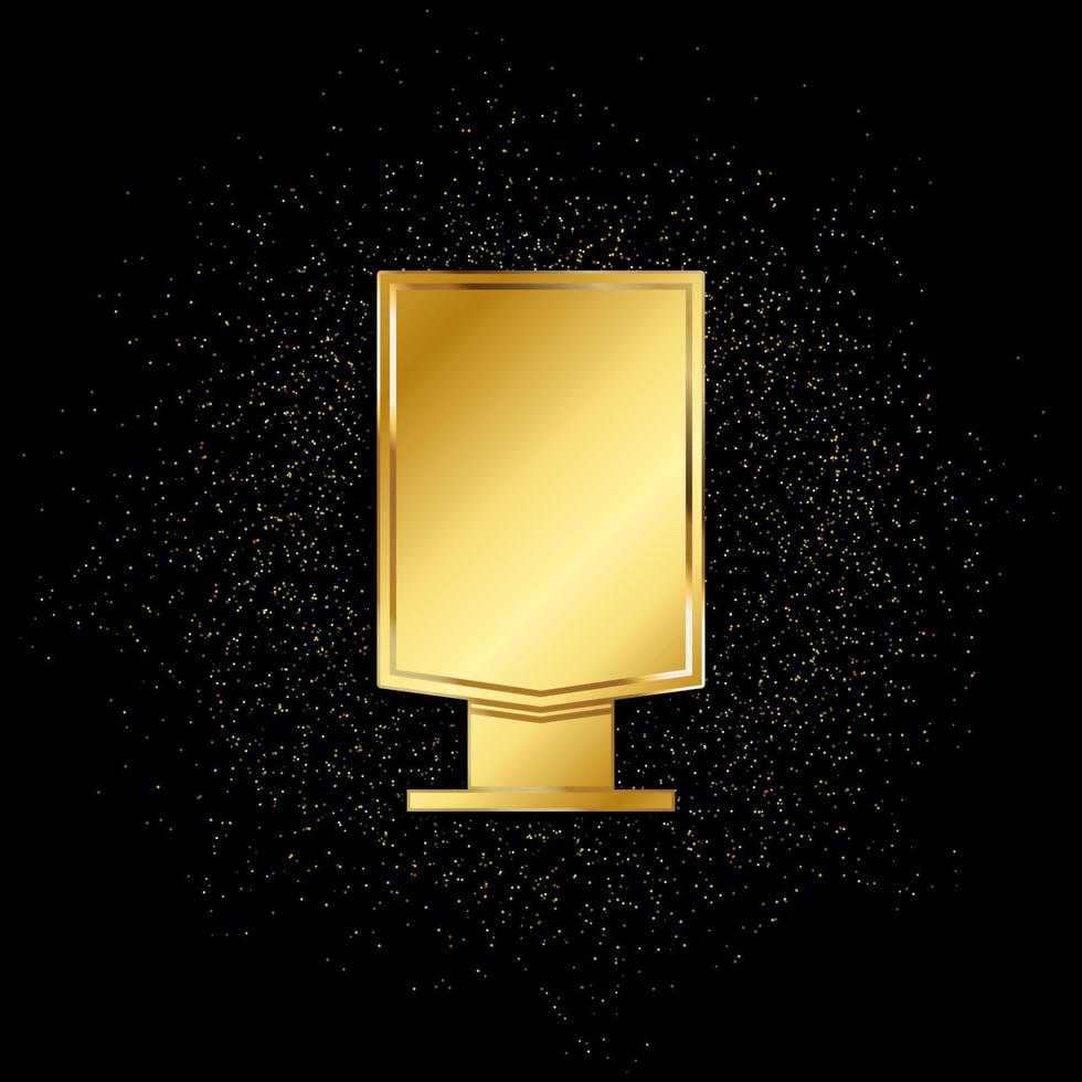 icono de oro de la cartelera de la calle. ilustración vectorial de fondo de partículas doradas. icono de vector de oro