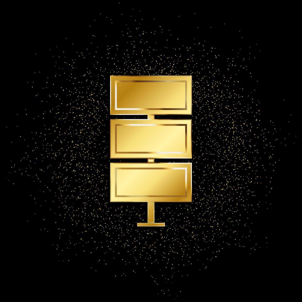 street billboard gold icon. Vector illustration of golden particle background. Gold vector icon