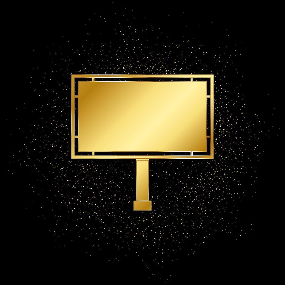 icono de oro de la cartelera de la calle. ilustración vectorial de fondo de partículas doradas. icono de vector de oro