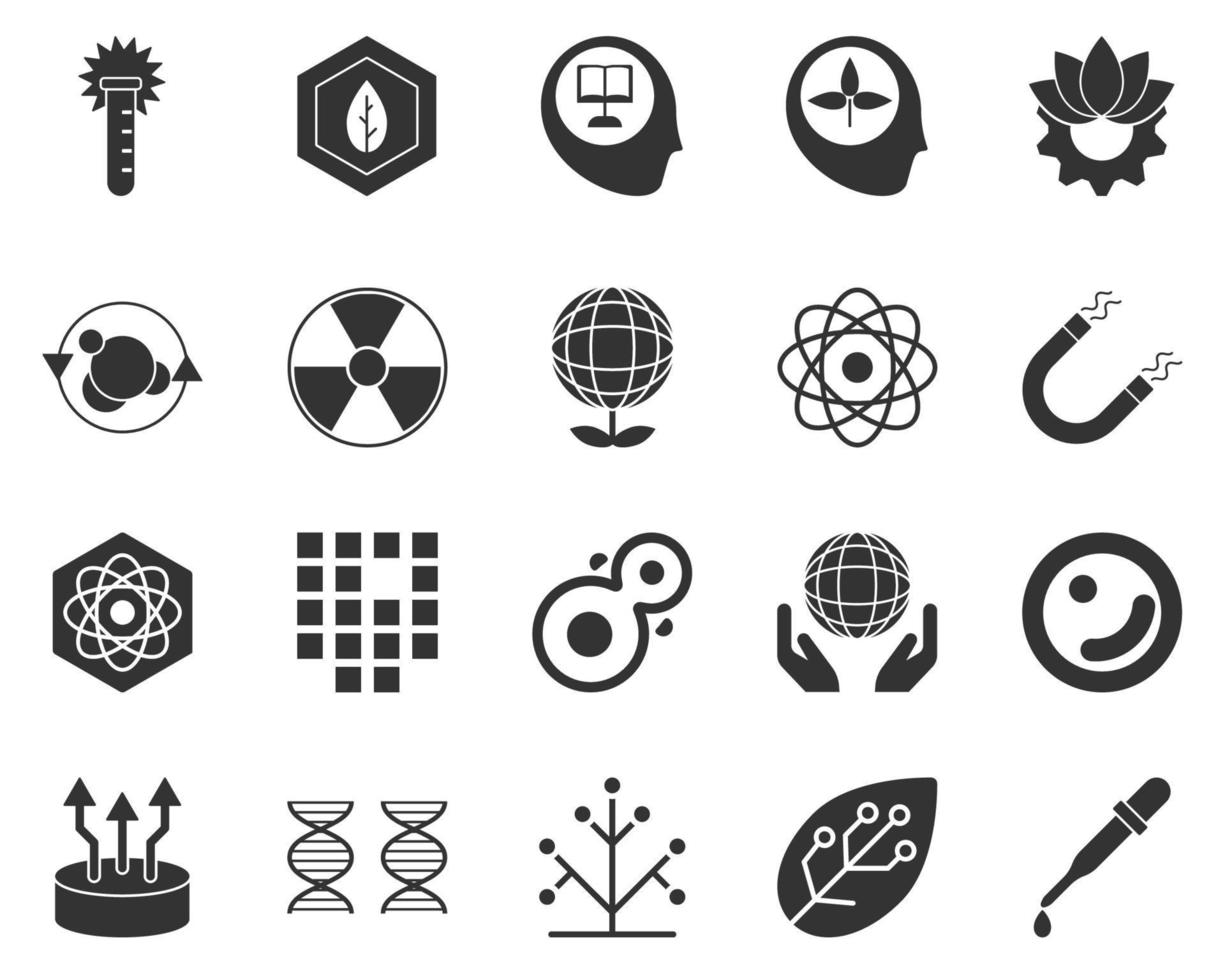 Dropper. Bioengineering glyph icons set. Biotechnology for health, researching, materials creating. Molecular biology, biomedical and molecular engineering . vector