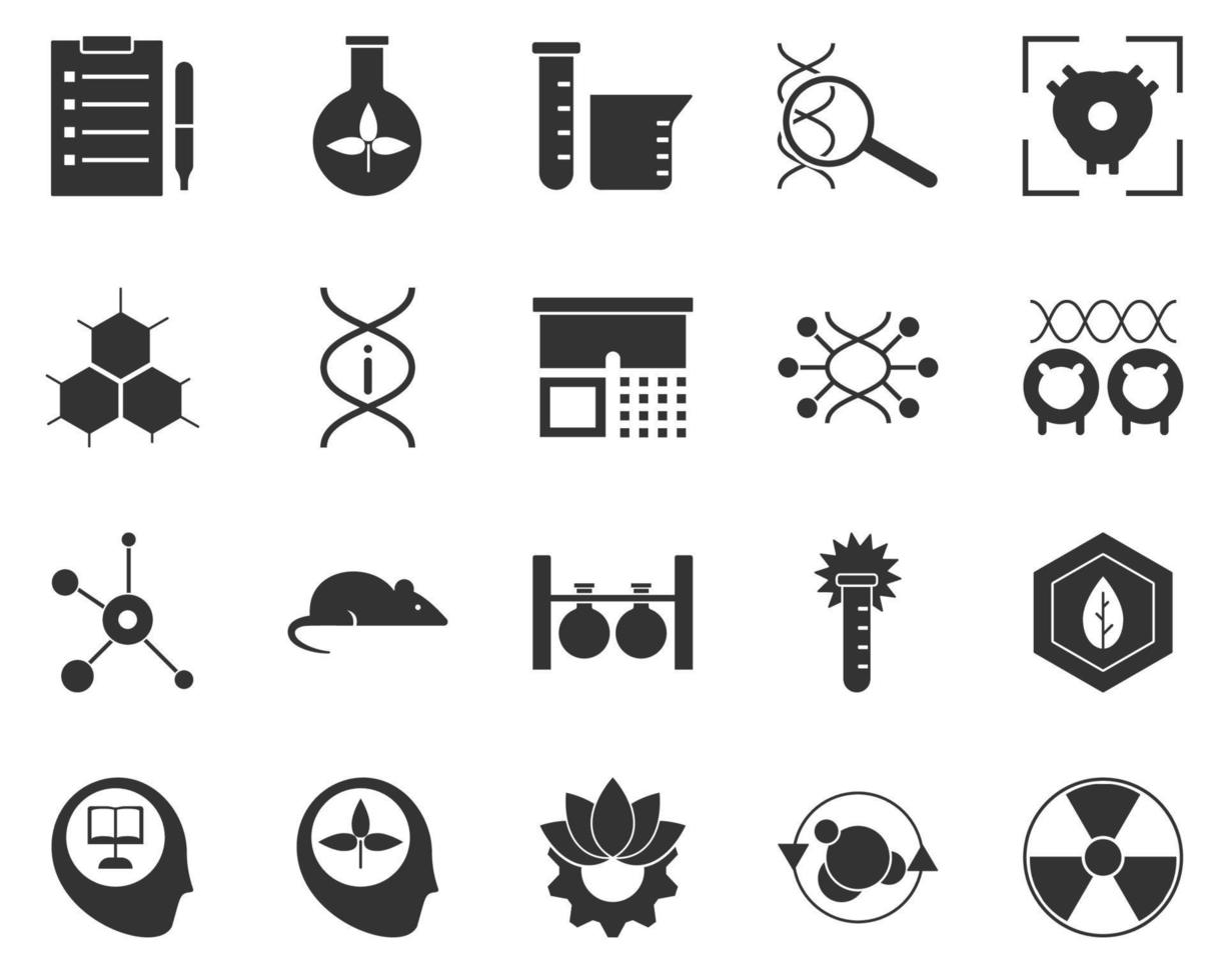 Radiation, danger, sign. Bioengineering glyph icons set. Biotechnology for health, researching, materials creating. Molecular biology, biomedical and molecular engineering . vector