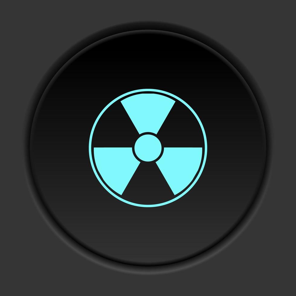 Round button icon, Radiation, danger, sign. Button banner round, badge interface for application illustration on dark background vector