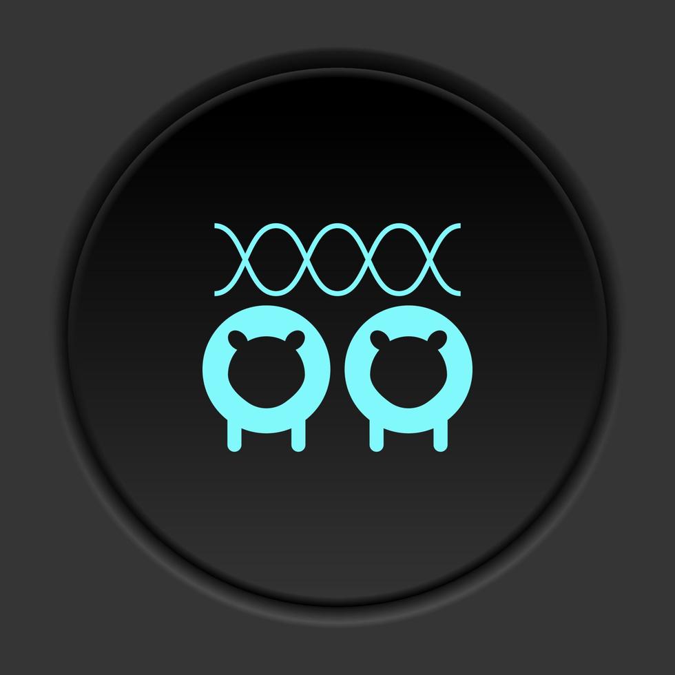 Round button icon, Cloning, dna, sheep. Button banner round, badge interface for application illustration on dark background vector