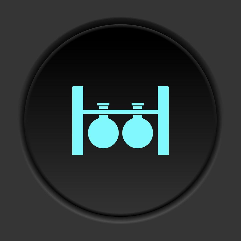 Round button icon, Laboratory, flask. Button banner round, badge interface for application illustration on dark background vector