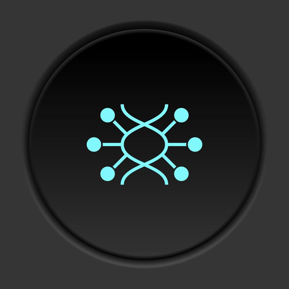 Round button icon, Genome, dna. Button banner round, badge interface for application illustration on dark background vector