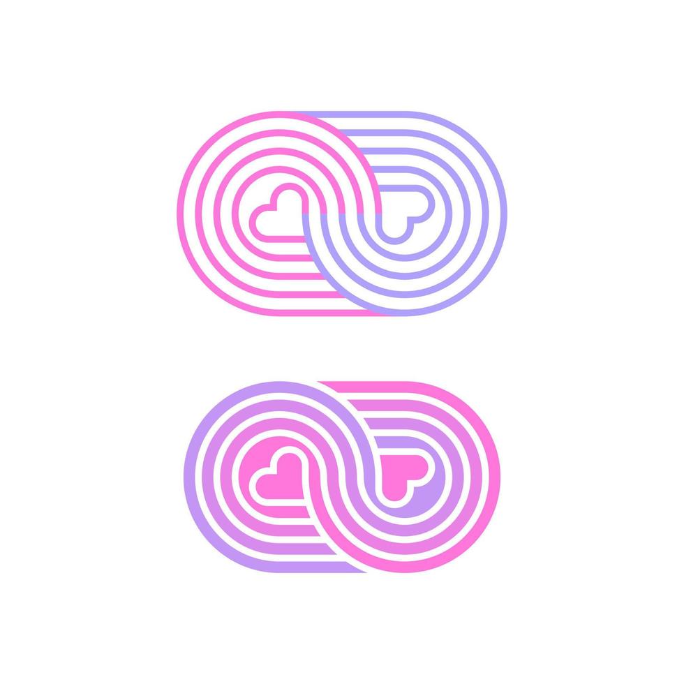 Modern minimalistic logo for print or application. The hearts of lovers. Embrace. K-pop. Vector illustration