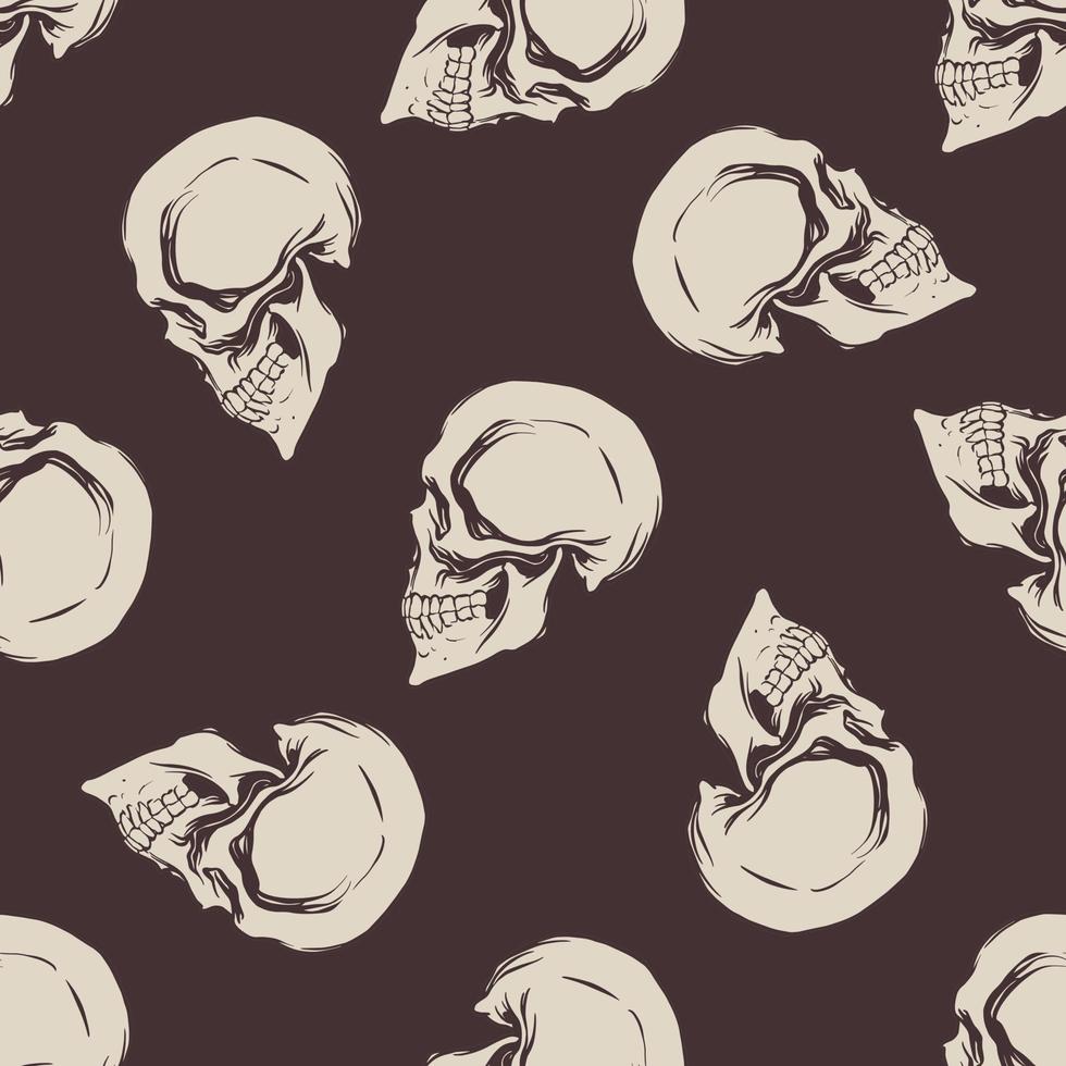 patrón de cráneo hendrow sobre un fondo marrón oscuro para impresión y decoración. ilustración vectorial vector