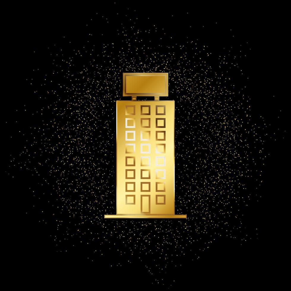 building billboard gold icon. Vector illustration of golden particle background. Gold vector icon
