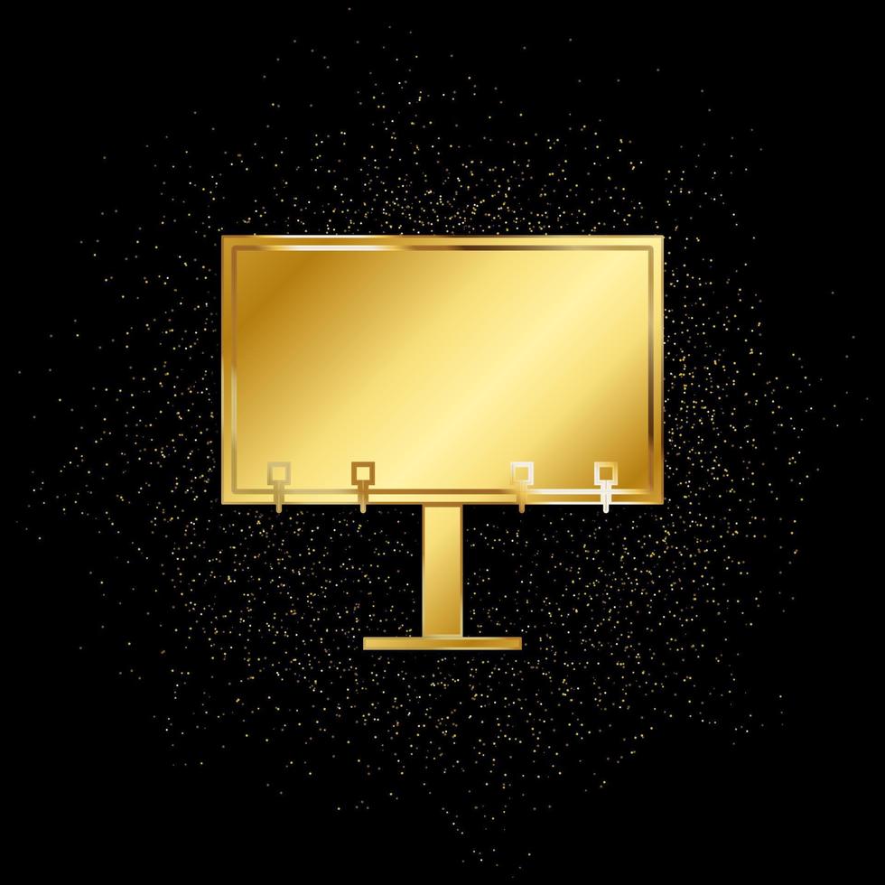 icono de oro de la cartelera de la calle. ilustración vectorial de fondo de partículas doradas. icono de vector de oro