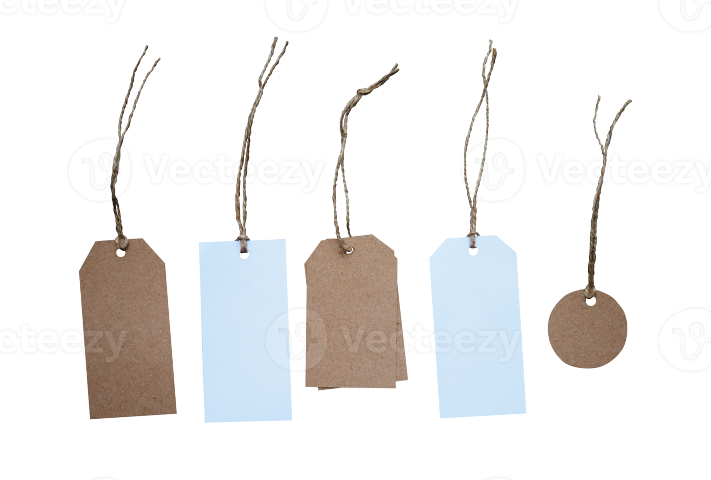 Set of blank tag for mockups in brown color. Collection of retro label