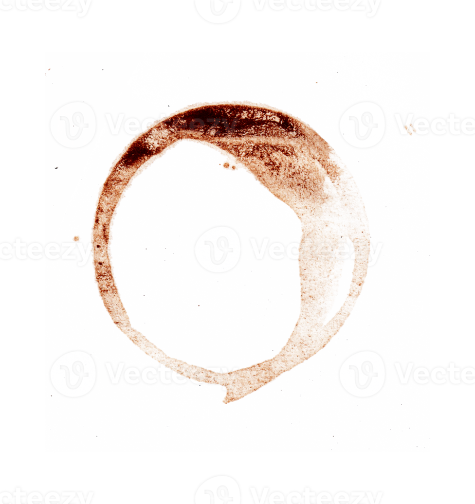 Round artistic coffee cup stains isolated for copy space and frame png