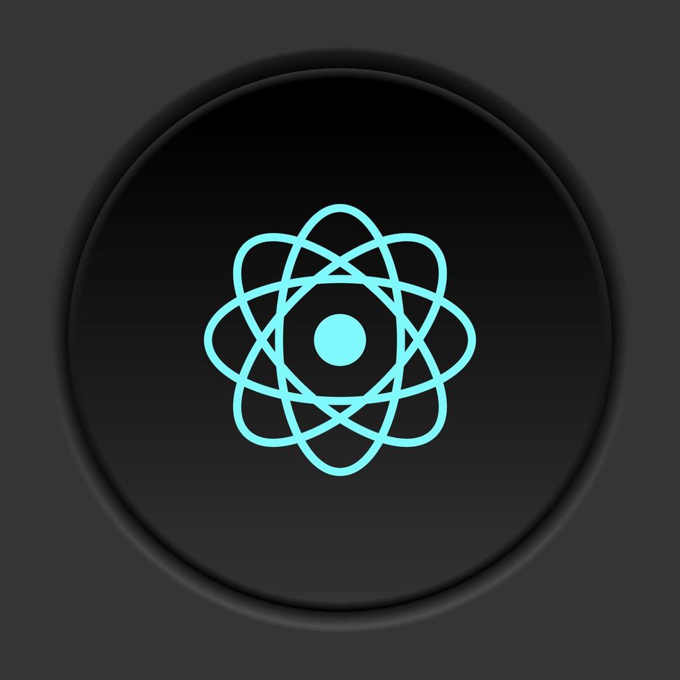 Round button icon, Atoms. Button banner round, badge interface for application illustration on dark background vector