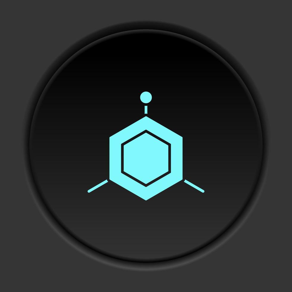 Round button icon, Molecules. Button banner round, badge interface for application illustration on dark background vector