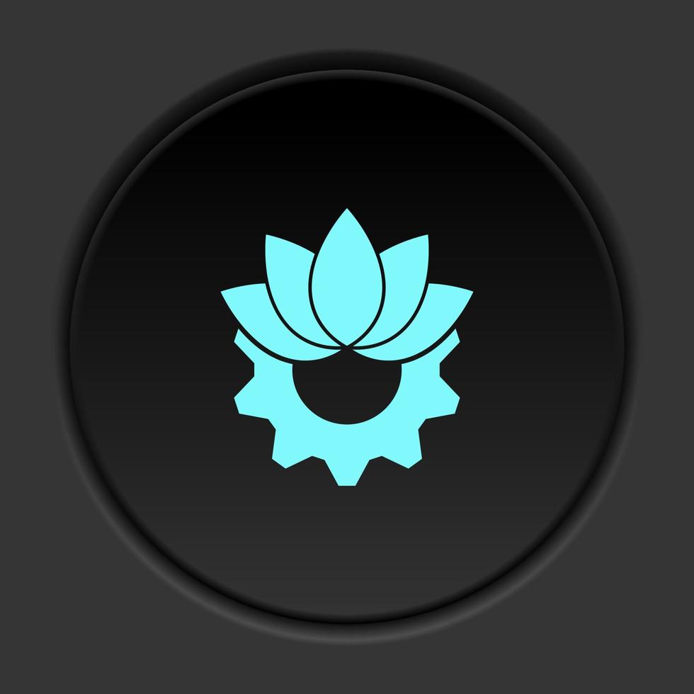 Round button icon, Ecological, biology, gear. Button banner round, badge interface for application illustration on dark background vector