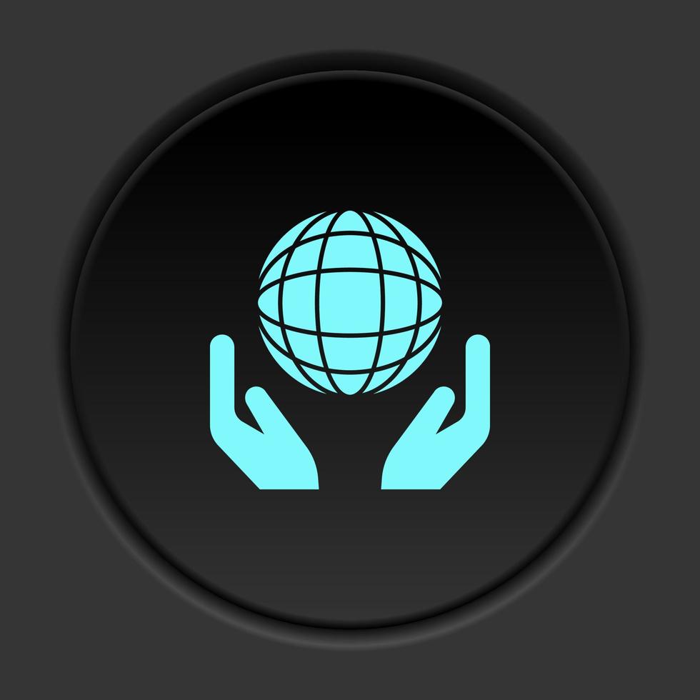 Round button icon, Safe, world. Button banner round, badge interface for application illustration on dark background vector