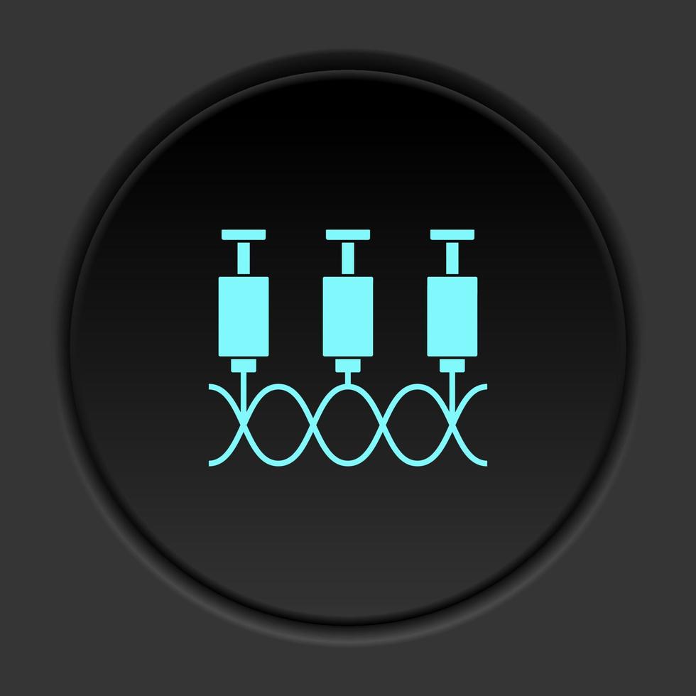 Round button icon, Genes, syringe. Button banner round, badge interface for application illustration on dark background vector