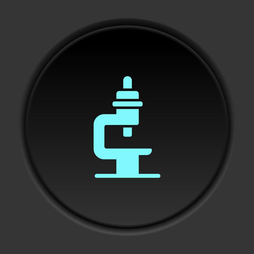 Round button icon, Microscope. Button banner round, badge interface for application illustration on dark background vector