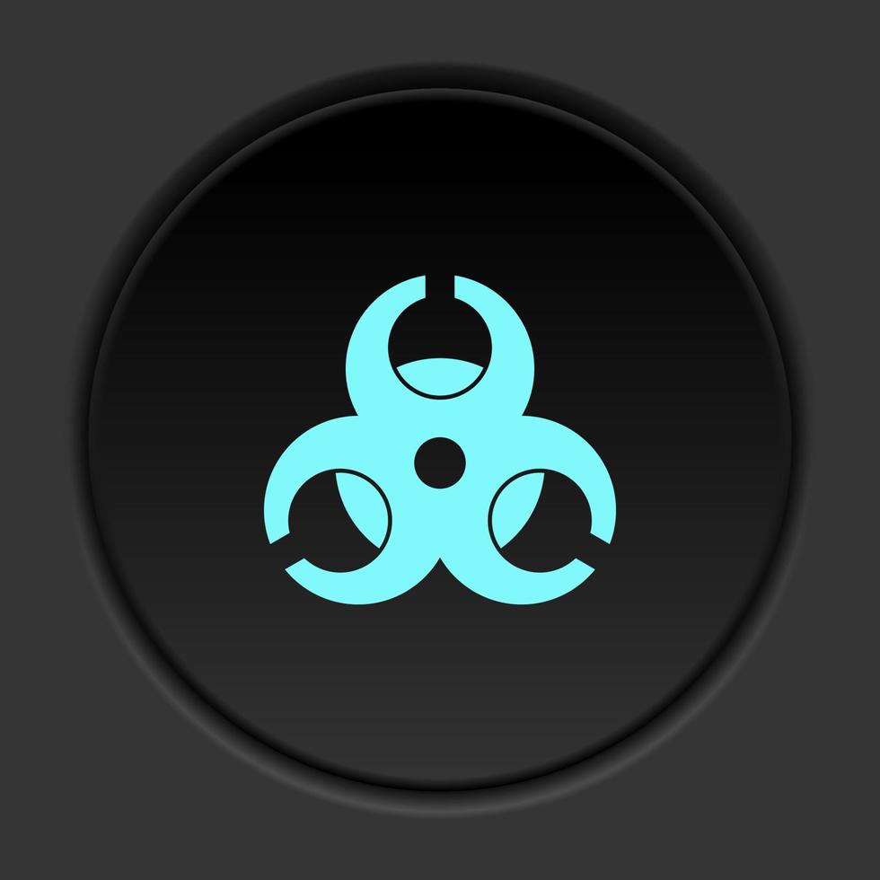Round button icon, Hazard, biology. Button banner round, badge interface for application illustration on dark background vector